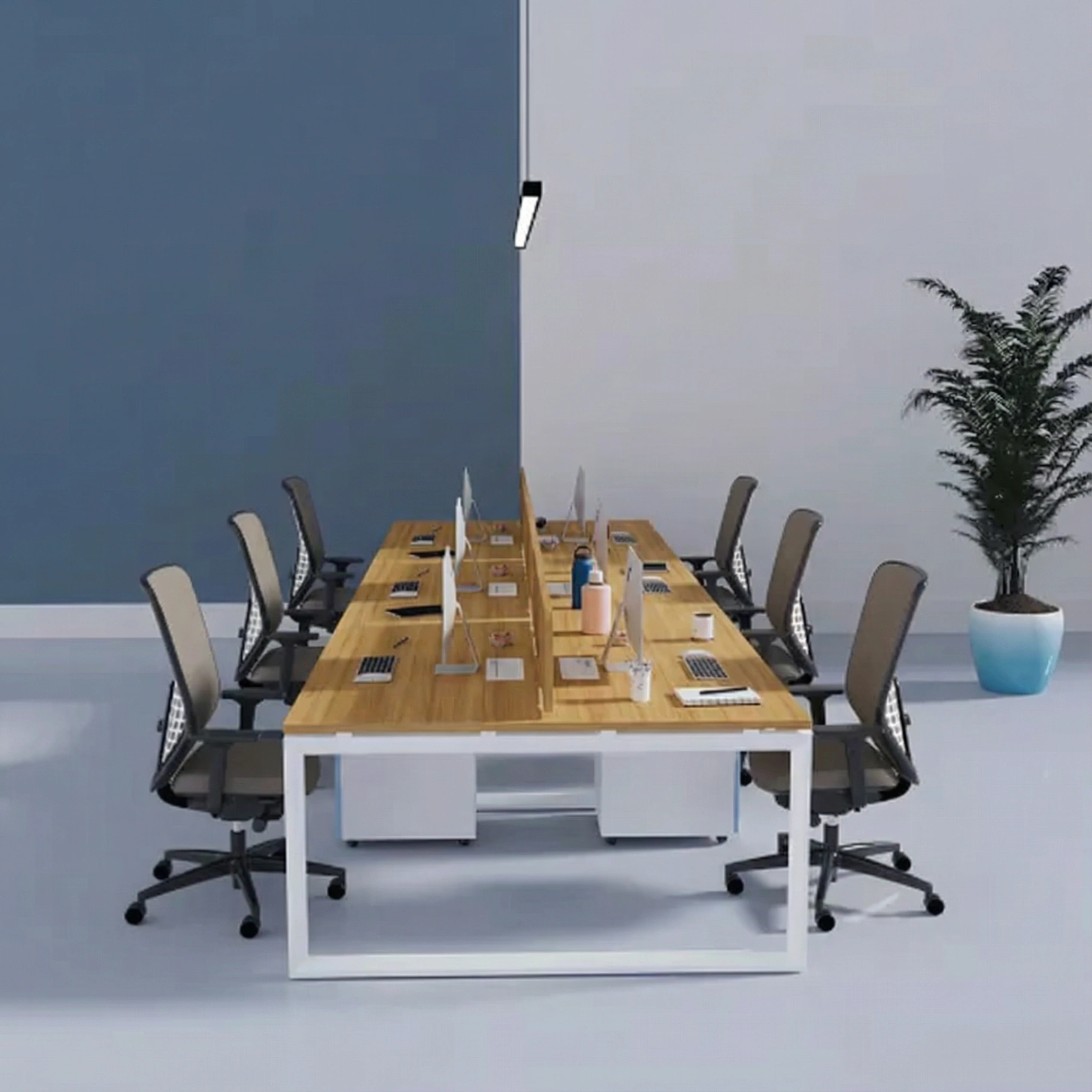 6 Person Cluster Face to Face Loop Leg Workstation