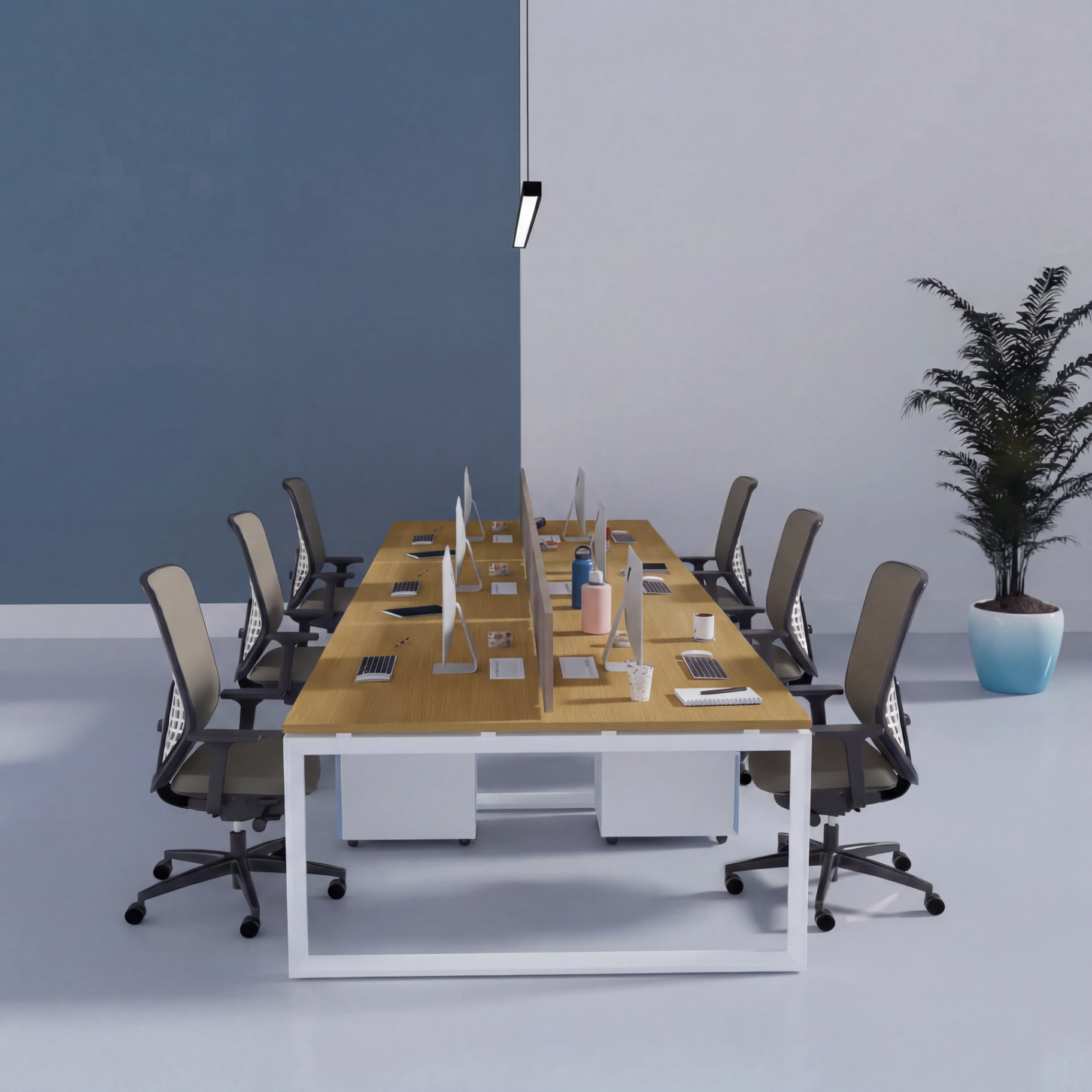 6 Person Cluster Face to Face Loop Leg Workstation 1