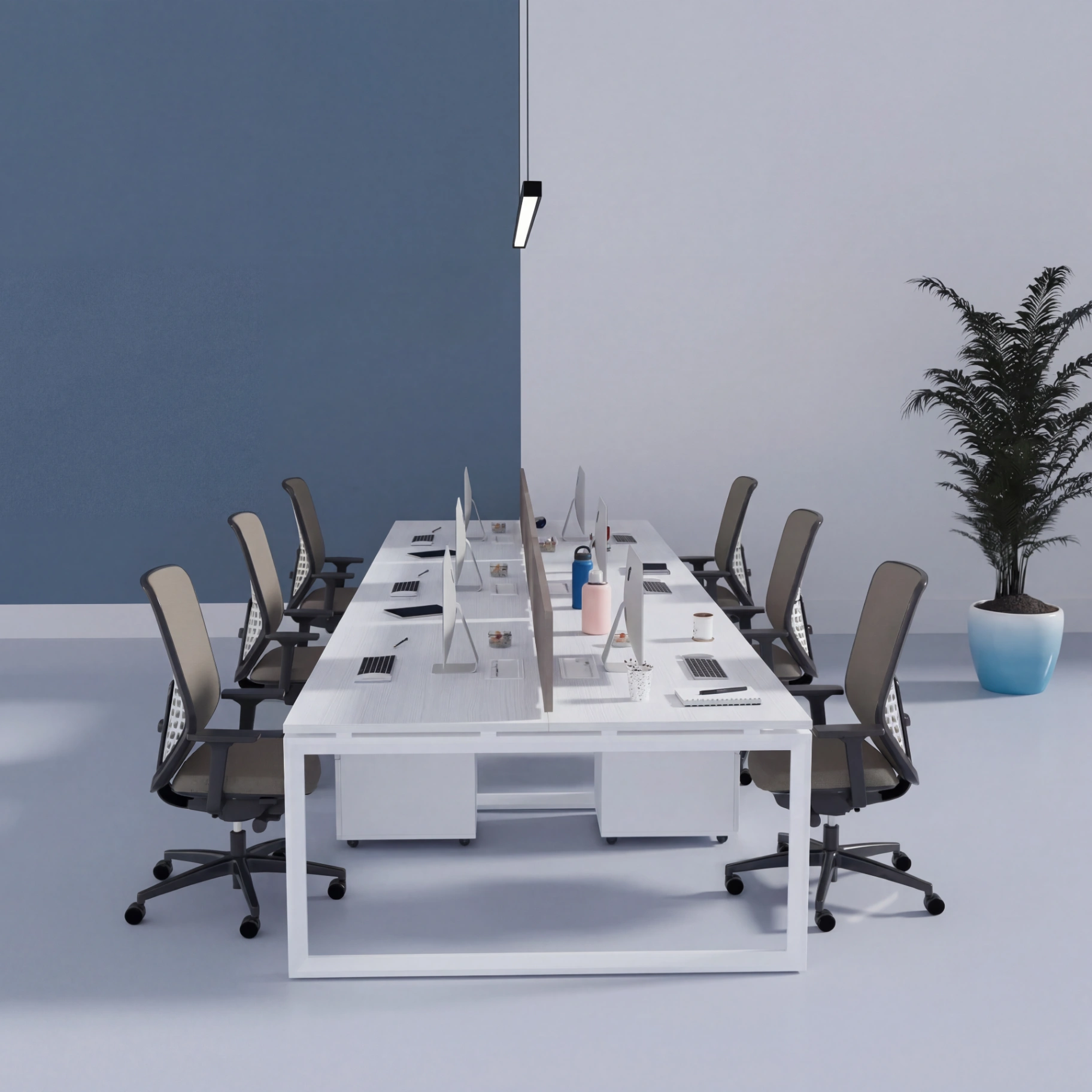 6 Person Cluster Face to Face Loop Leg Workstation 2