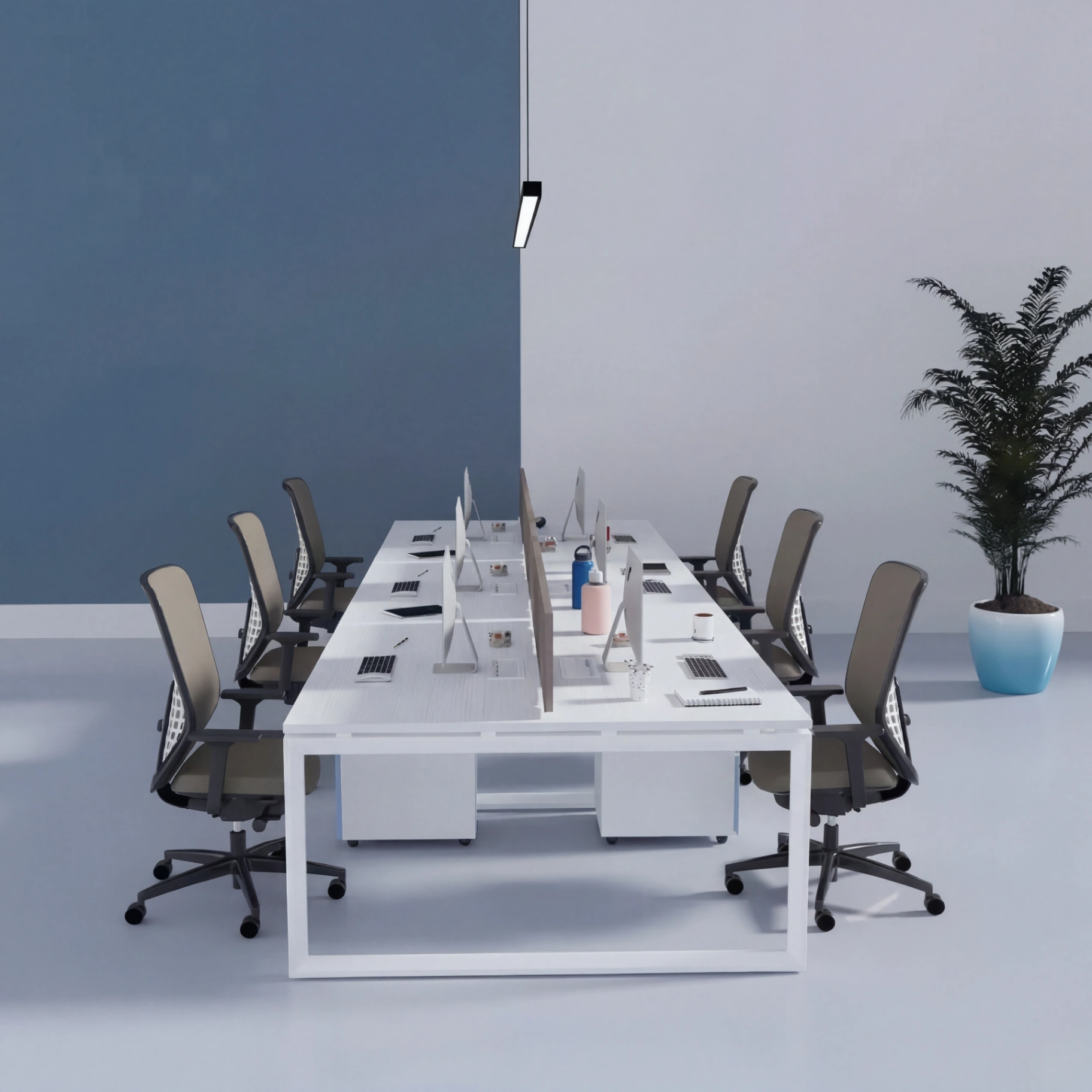 6 Person Cluster Face to Face Loop Leg Workstation 3