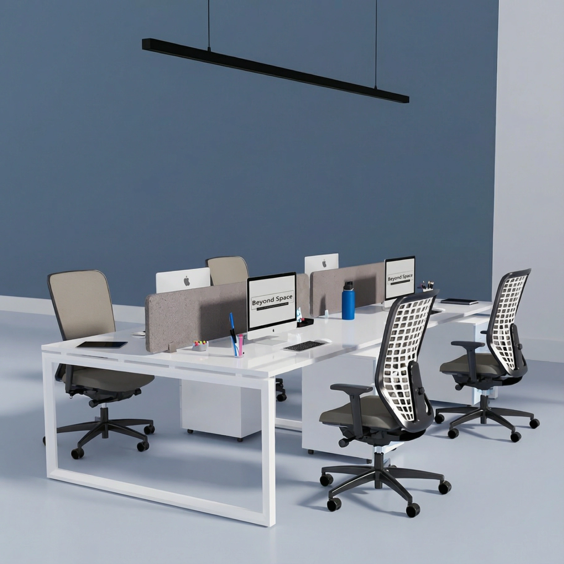 4 Person Cluster Face to Face Loop Leg Workstation 1
