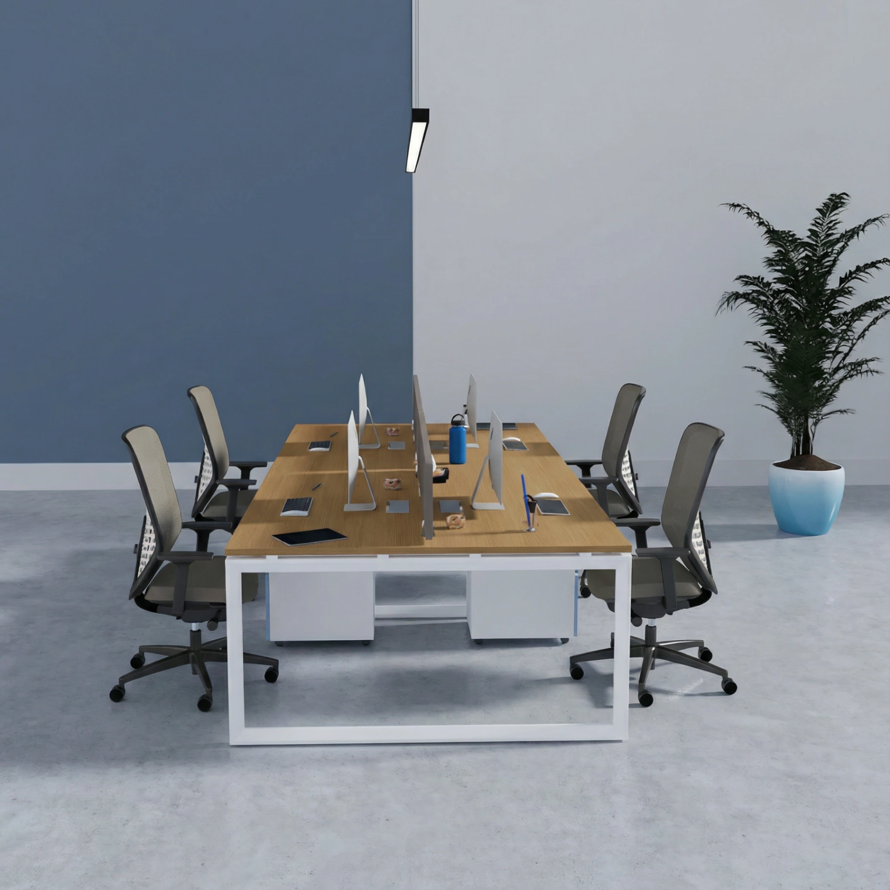 4 Person Cluster Face to Face Loop Leg Workstation 2