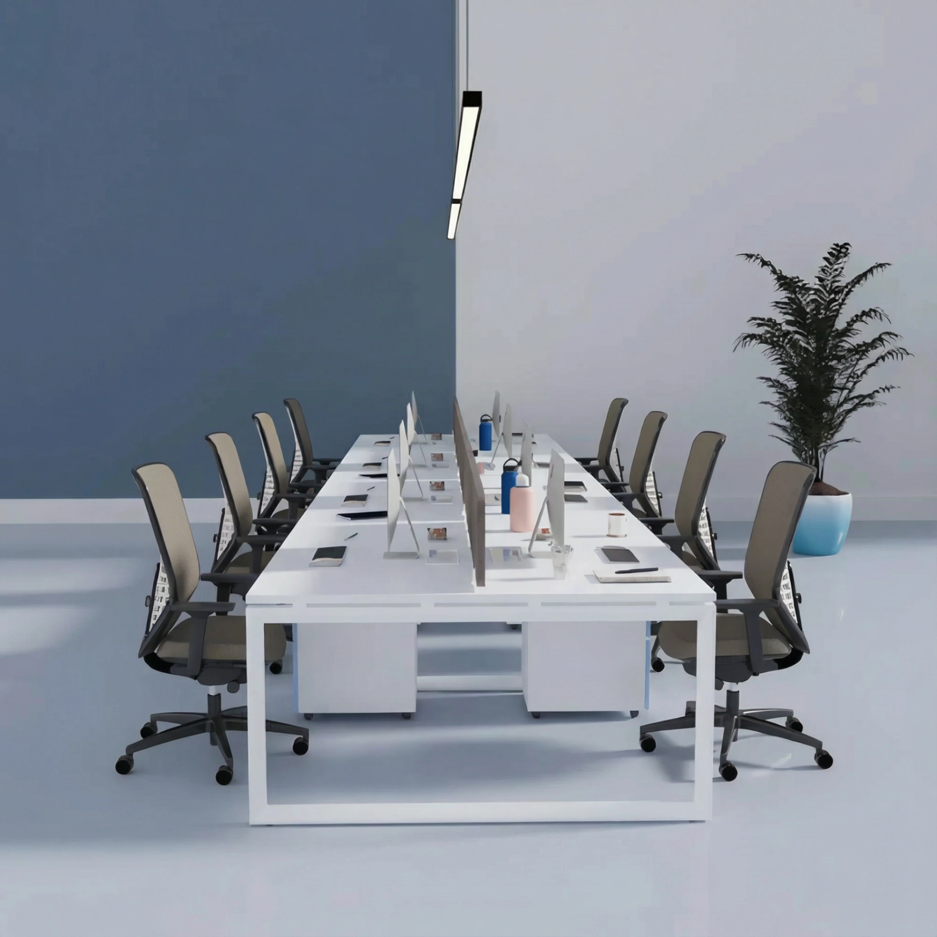 8 Person Cluster Face to Face Loop Leg Workstation