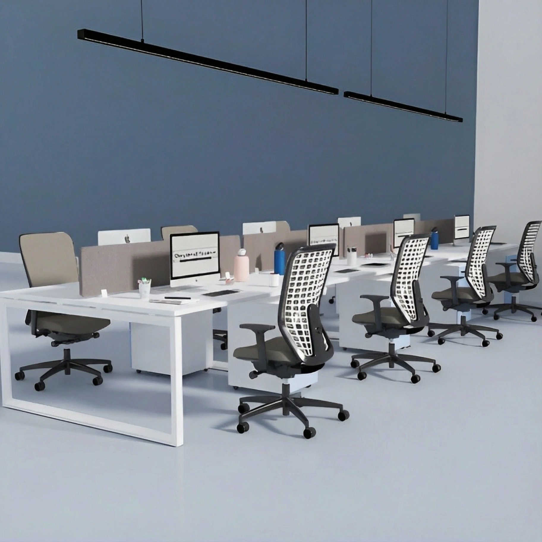 8 Person Cluster Face to Face Loop Leg Workstation 1