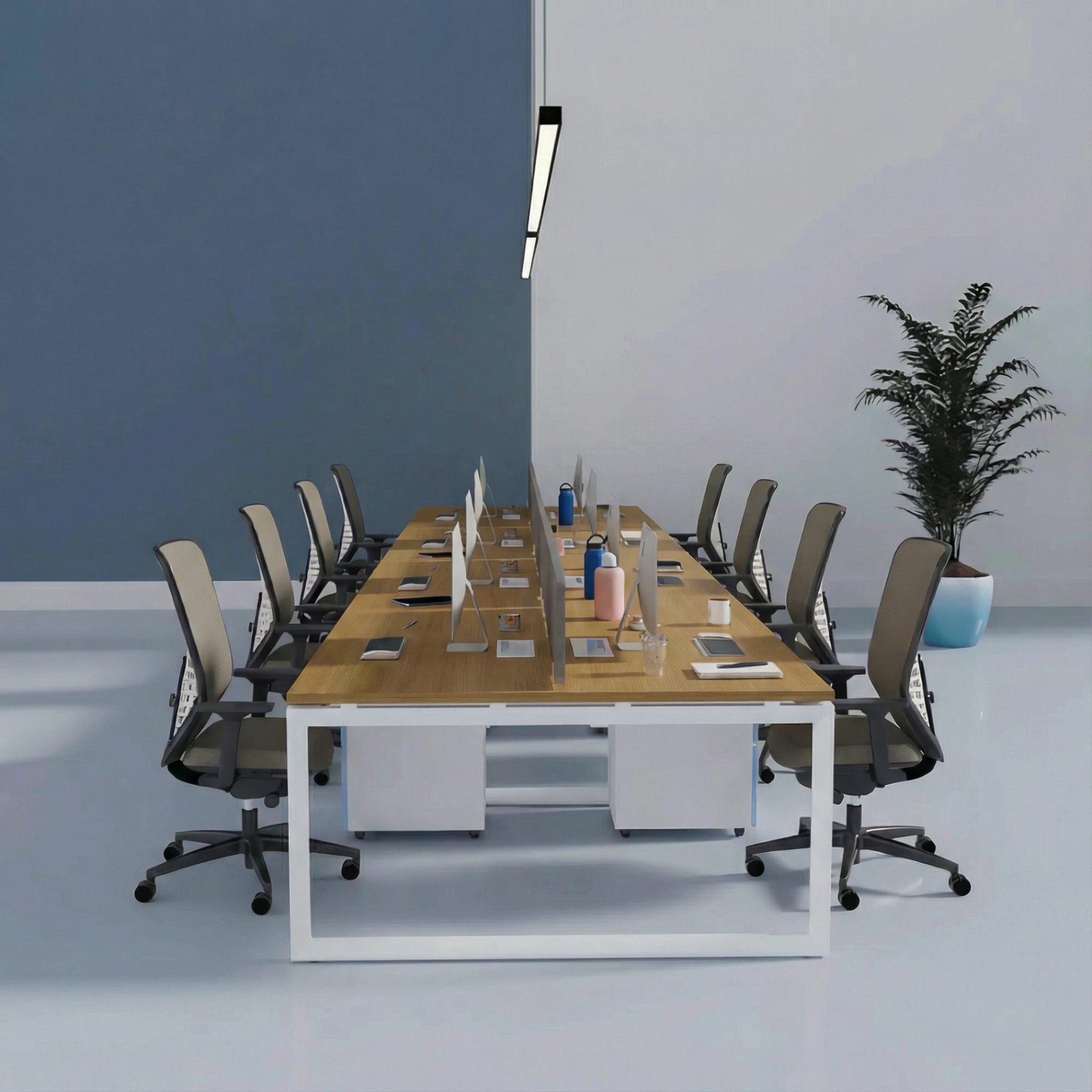 8 Person Cluster Face to Face Loop Leg Workstation 2