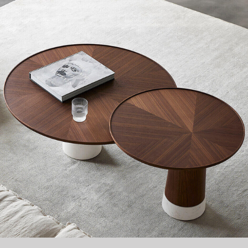 Wood Coffee Table with Marble Base 2