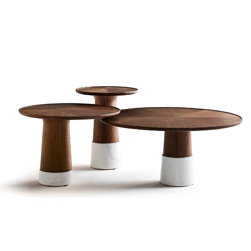 Wood Coffee Table with Marble Base 4