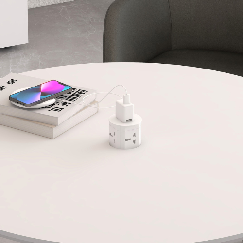 Round Meeting Table with Integrated Power 9
