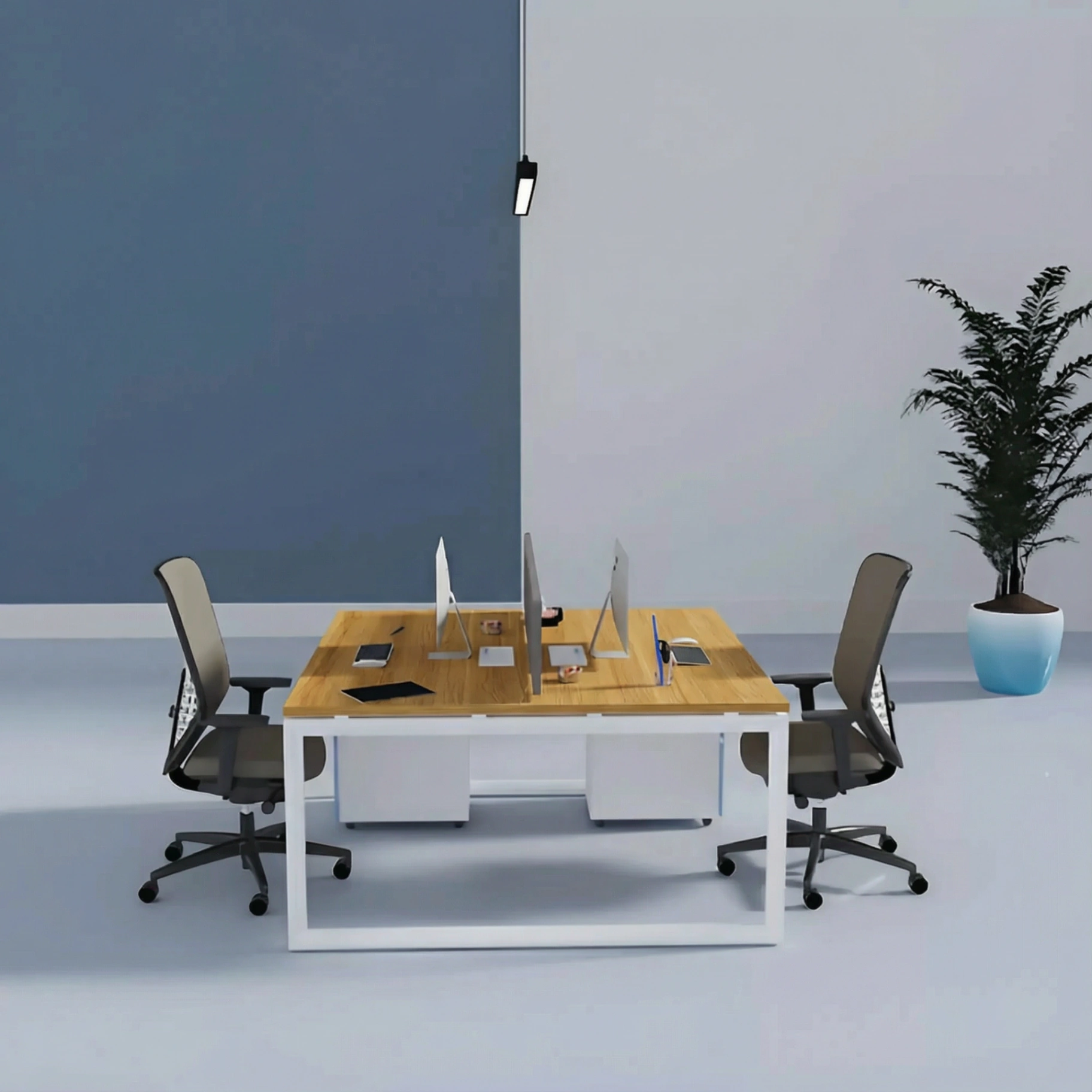 2 Person Cluster Face to Face Loop Leg Workstation 2