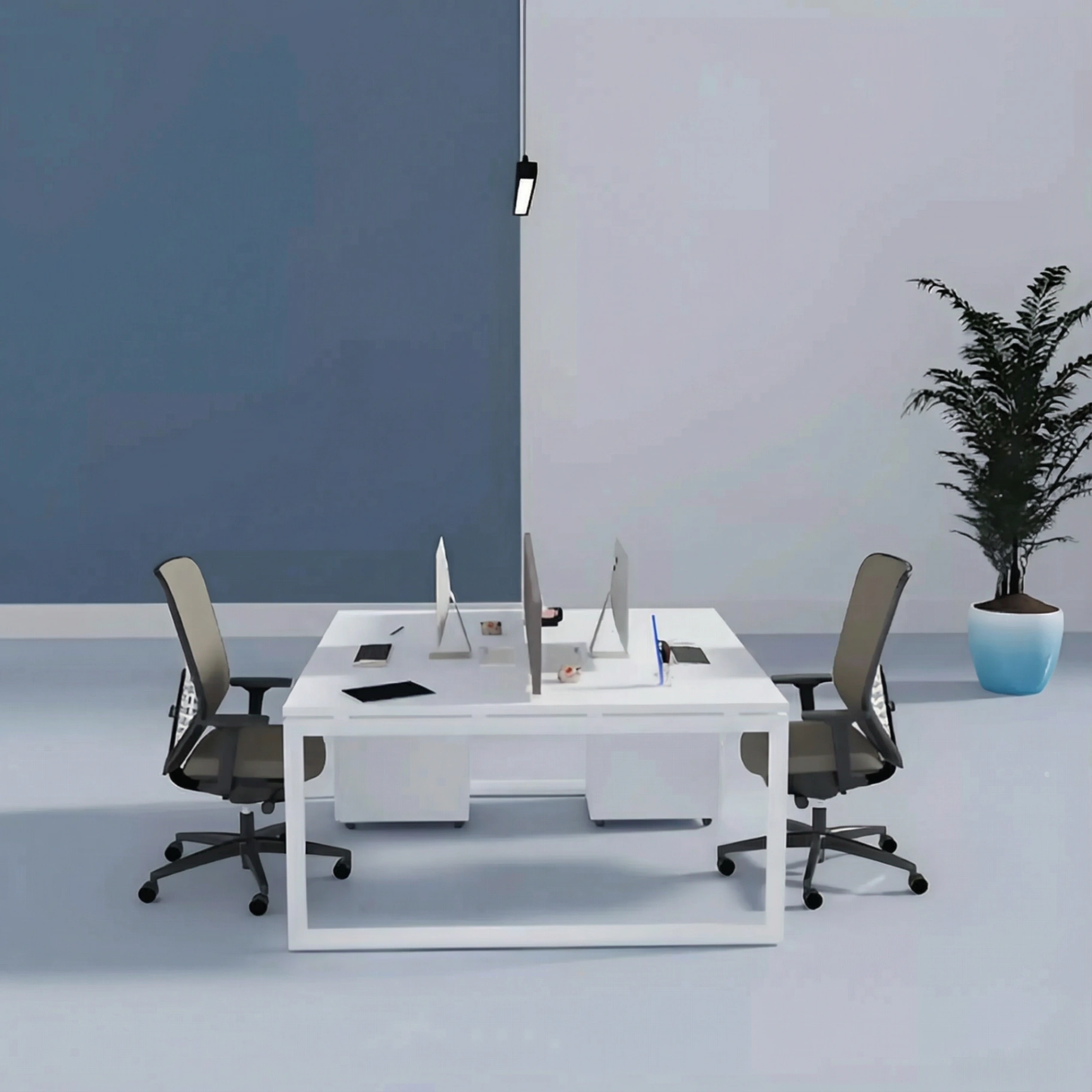 2 Person Cluster Face to Face Loop Leg Workstation 4