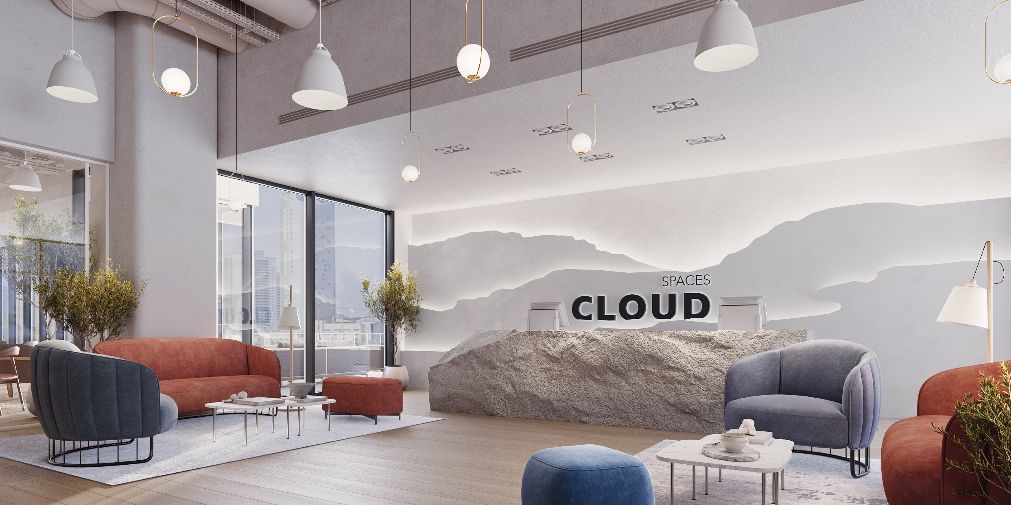 Open-plan co-working office with workstations in Riyadh KSA